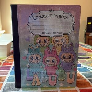 📕📚📒 Labubu Composition NOTEBOOK with Cute Characters 📘📚📙 NWT 📗📚📙